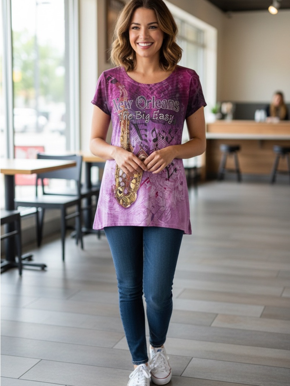 Sweet Gisele Purple 'New Orleans The Big Easy' Graphic Tee for Women size XXL